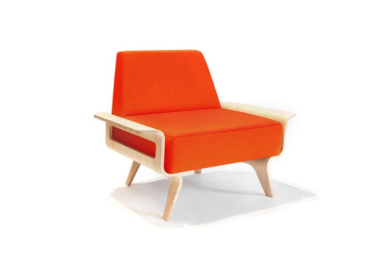 Lounge 22 Los Angeles Osaka Chair Mid Century Modern Design Innovative Streamline Office Furniture Bamboo St-Tropez Tangerine Orange